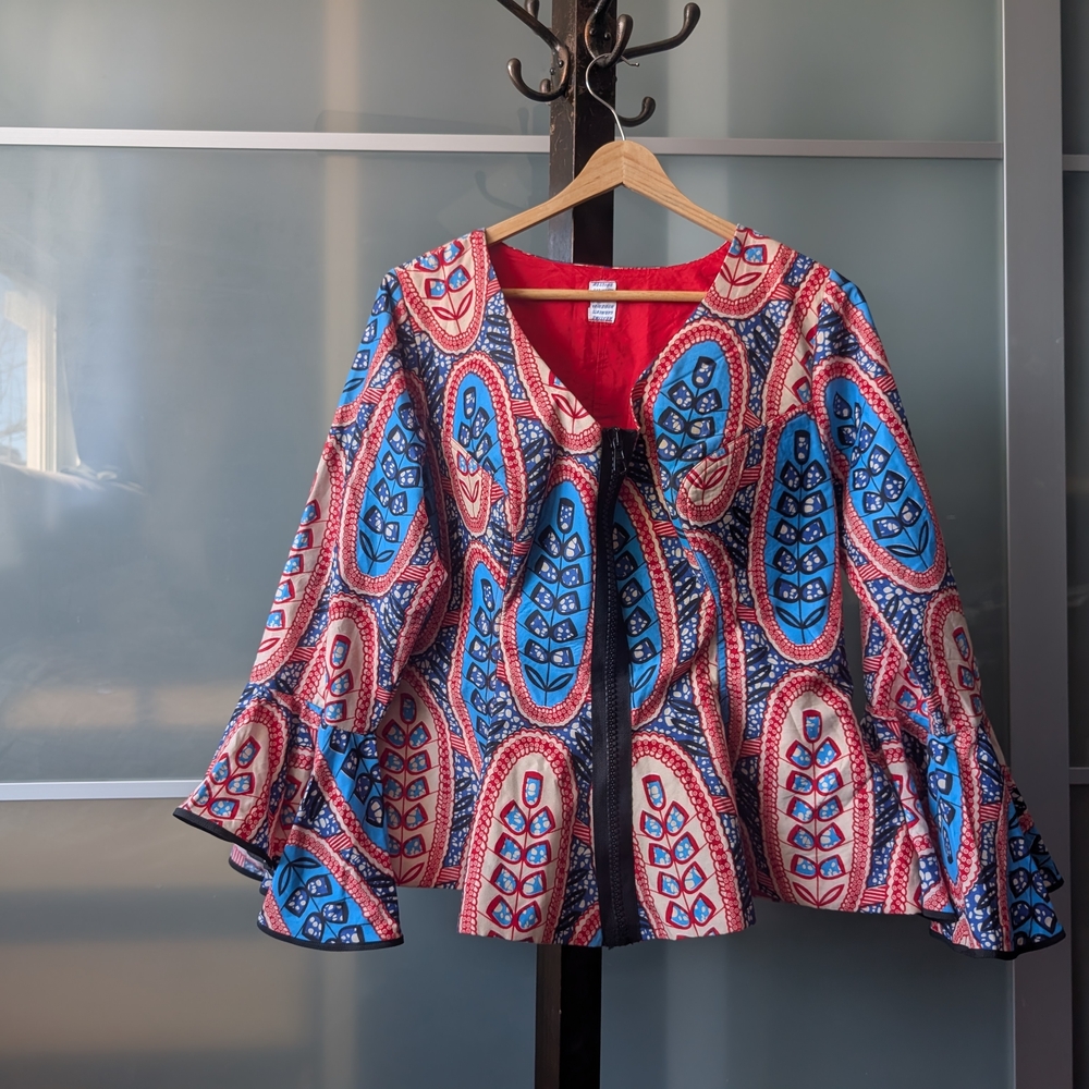 🇳🇬 Beautifully Crafted Colorful Patterned Women's Ankara Jacket/ Top - XL